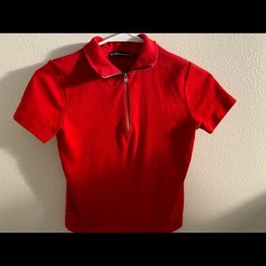Red Brandy Melville zip up shirt
